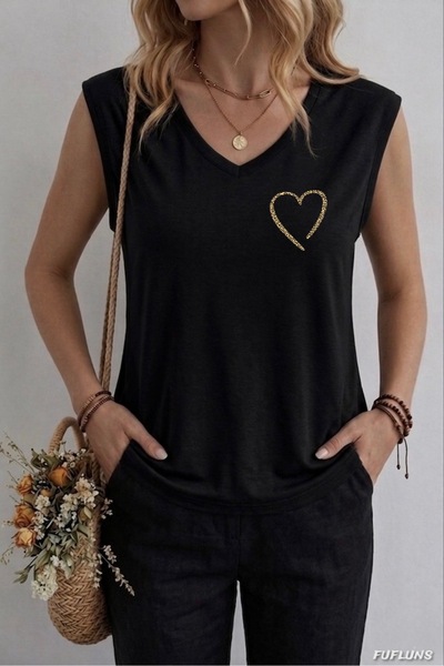 FUFLUNS ΓΥΝΑΙΚΕΙΟ ΑΜΑΝΙΚΟ ΜΠΛΟΥΖΑΚΙ OVERSIZE ΜΕ ΣΤΑΜΠΑ ΛΕΟΠΑΡ ΜΙΑΣ ΚΑΡΔΙΑΣ