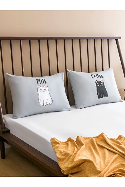 LC Waikiki LCW HOME Karışık Kedi Baskılı Pamuklu Yastık Kılıfı 2'li 50x70 Cm