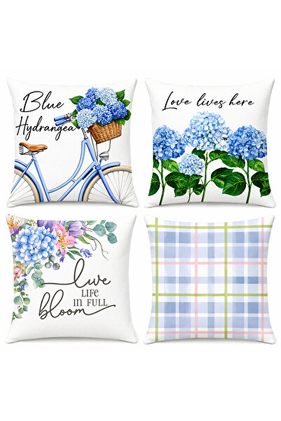 HOMESSA Mediterranean Lemon and Tile Patterned Runner and Set of 4 Throw Pillows