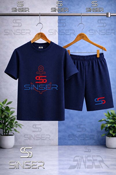 SS SİNSER Children's Deniz Capasi Onunde Printed Crew Neck T-Shirt - Shorts Set