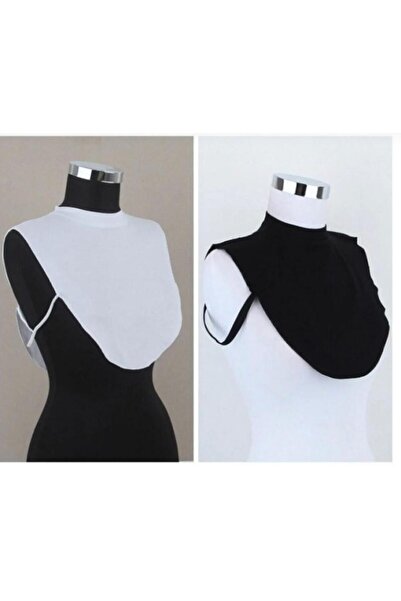 İSTANBULSTYLEMODA Σετ 2 τεμαχίων ίσια γιακάδες λαιμού - Μαύρο και λευκό