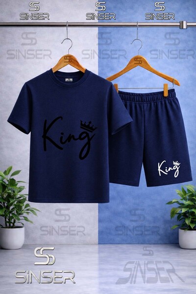 SS SİNSER Children's Thin King Handwritten g Tacli Black Printed Crew Neck T-...