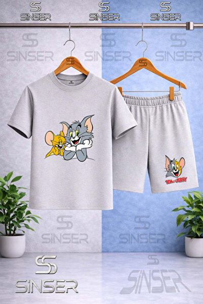 SS SİNSER Παιδικό μπλουζάκι με στάμπα CAT MOUSE TM JRY ELLER CENEDE με λαιμόκ...