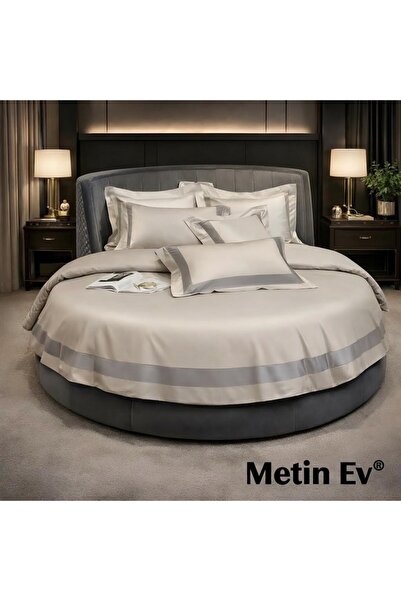 METİNEV 100% Cotton Satin 4 Piece Single Round Duvet Cover Set