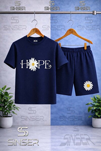 SS SİNSER Children's Papatya Hope Written Printed Crew Neck T-Shirt - Shorts Set