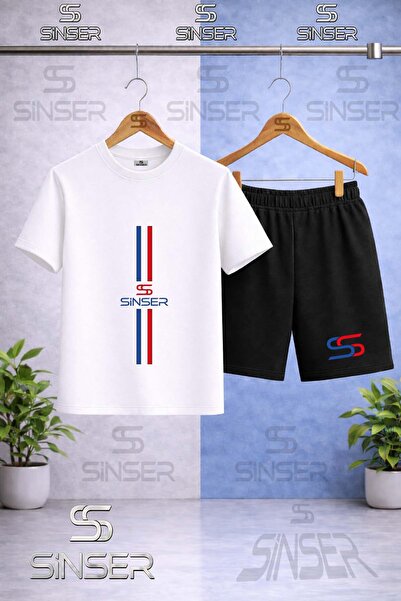 SS SİNSER Παιδικό μπλουζάκι με στάμπα με λαιμόκοψη ποδηλάτου - Σετ σορτς