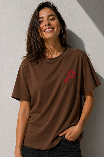 ArtYus Μπλουζάκι Heart Key Minimal Printed Unisex Oversize – Βαμβακερό T-Shir...