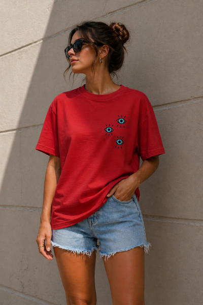 ArtYus Μπλουζάκι Üç Göz Minimal Printed Unisex Oversize – Βαμβακερό T-Shirt μ...