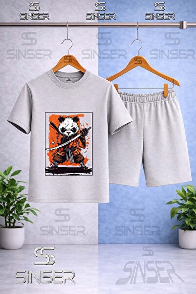 SS SİNSER Παιδικό μπλουζάκι με στάμπα PANDA NINJA SWORD με λαιμόκοψη - Σετ σορτς