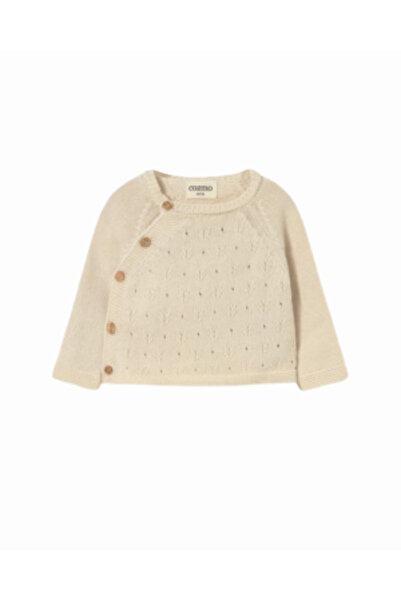 PETIT-ATELlER Petit Atelier Baby Toddler Knit Pointelle Asymmetrical Button W...