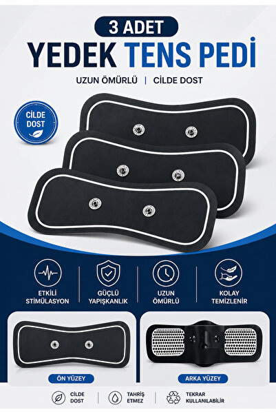 Uniquem Çıtçıtlı TENS Pedi 5cm Bağlantı 20x5cm EMS Yedek Ped 3 Adet