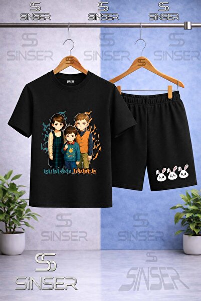 SS SİNSER Children's Sinser Famly Printed Crew Neck T-Shirt - Shorts Set