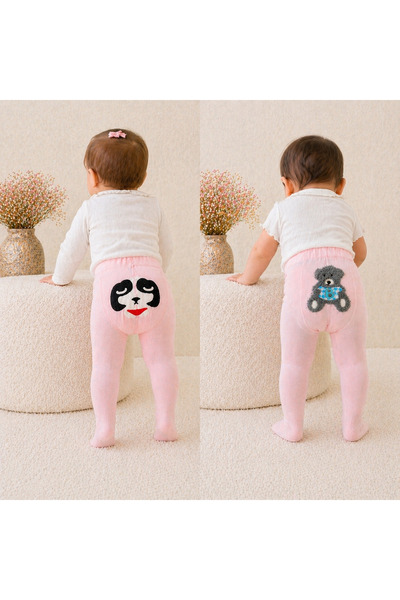 Minimissbaby Minimiss Baby Kız Bebek Pembe Hayvan Figürlü Muz Kilotlu Çorap S...