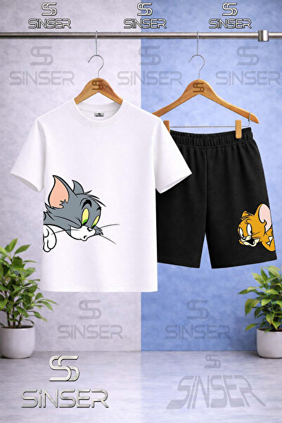 SS SİNSER Παιδικό μπλουζάκι με στάμπα CAT MOUSE TM JRY KAFALAR YANDA με λαιμό...