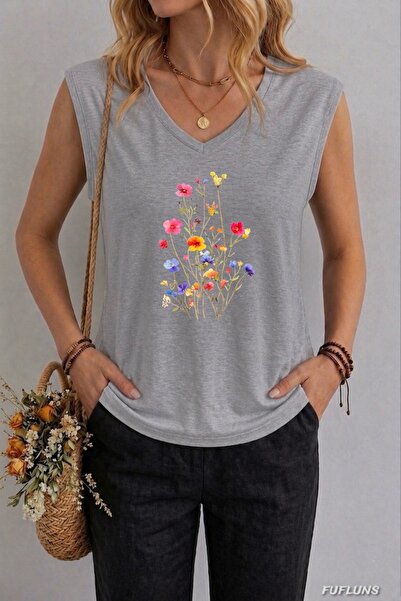 FUFLUNS ΓΥΝΑΙΚΕΙΟ ΑΜΑΝΙΚΟ ΜΠΛΟΥΖΑΚΙ OVERSIZE ΜΕ ΣΤΑΜΠΑ ΠΟΛΥΧΡΩΜΩΝ ΛΟΥΛΟΥΔΙΩΝ