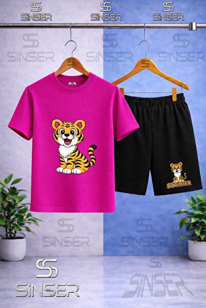 SS SİNSER Παιδικό μπλουζάκι με στάμπα SINSER KAPLAN OTURAN με λαιμόκοψη ποδηλ...