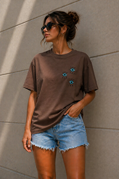 ArtYus Μπλουζάκι Üç Göz Minimal Printed Unisex Oversize – Βαμβακερό T-Shirt μ...