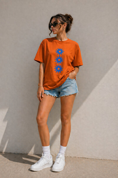 ArtYus Μπλουζάκι Unisex Oversize με στάμπα Star Three Flowers – Βαμβακερό T-S...