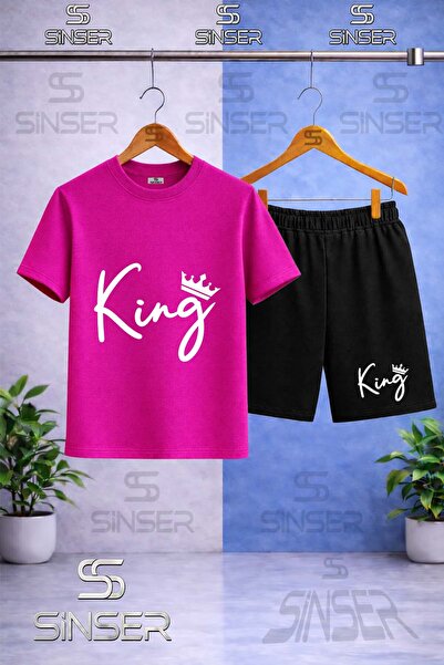 SS SİNSER Παιδικό T-shirt με στάμπα με λαιμόκοψη ποδηλάτου - Σετ σορτς