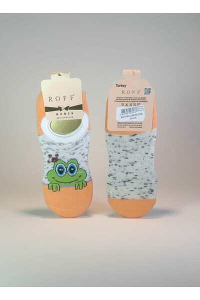 Dark Velvet Γυναικείες αντιολισθητικές πετσετέ κάλτσες μπαλαρίνας πορτοκαλί 3...