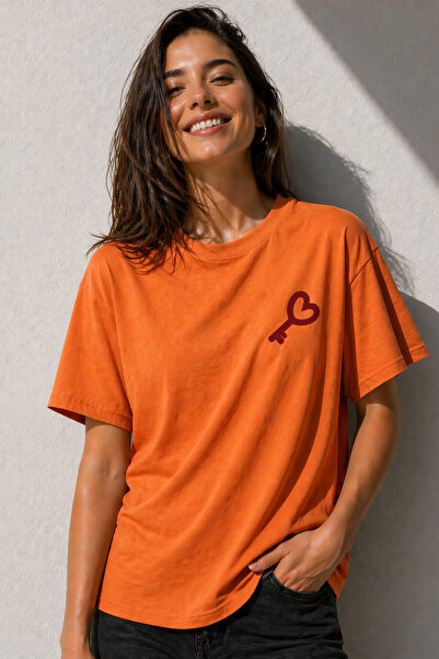 ArtYus Μπλουζάκι Heart Key Minimal Printed Unisex Oversize – Βαμβακερό T-Shir...