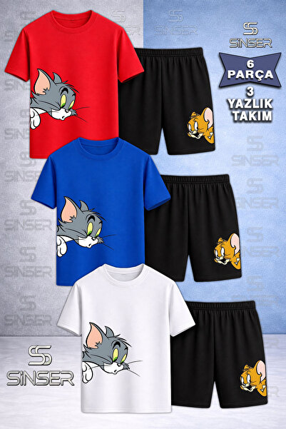 SS SİNSER Παιδικό T-Shirt 3 τεμαχίων με στάμπα CAT MOUSE TM JRY KAFA YANDA με...