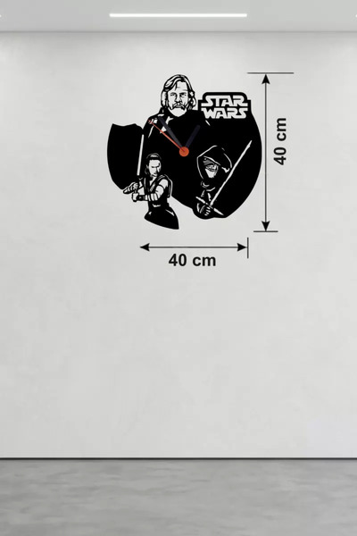 İsmiyle Al Znv Mey Import ®   Star Wars Themed Wooden Wall Clock - 40X40 cm L...