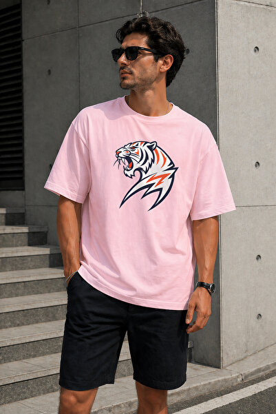 ArtYus Tiger Power Symbol Printed Unisex Oversize T-Shirt – Cotton Crew Neck ...
