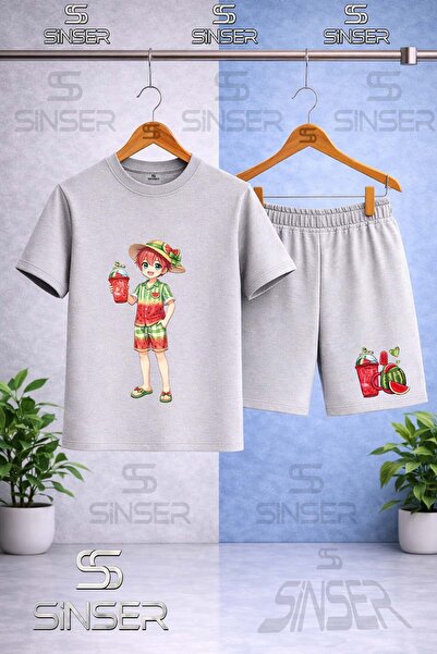 SS SİNSER Kids' Boys Watermelon Combination Printed Crew Neck T-Shirt - Short...