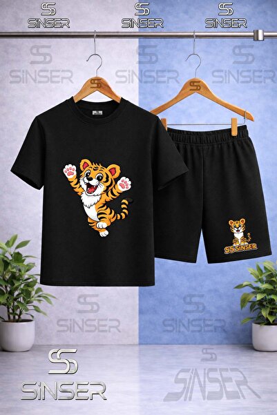 SS SİNSER Παιδικό μπλουζάκι με στάμπα SINSER TIGER HANDS IN THE AIR - Σετ σορτς