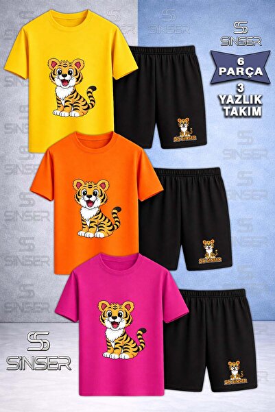 SS SİNSER Παιδικό Σετ Σορτς και Μπλουζάκι 3 τεμαχίων με στάμπα SINSER KAPLAN ...