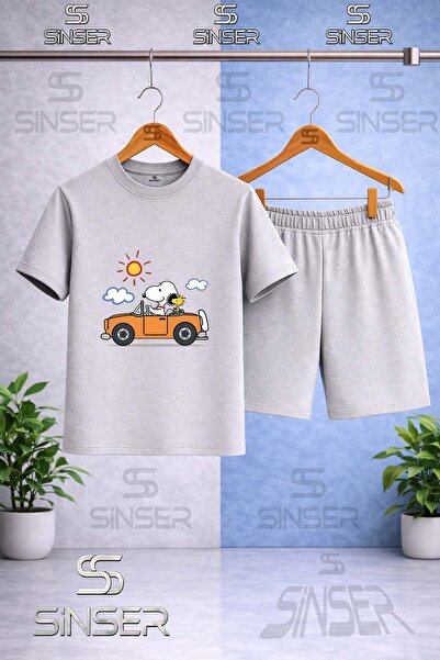 SS SİNSER Παιδικό μπλουζάκι με στάμπα SNOPY ARABADA με λαιμόκοψη ποδηλάτου - ...