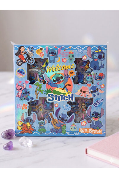GLOWILLA 100'lü Stitch Karışık Sticker Seti - Telefon, Laptop ve Matara Süsle...