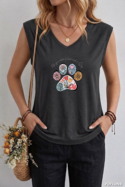 FUFLUNS ΓΥΝΑΙΚΕΙΟ ΑΜΑΝΙΚΟ ΜΠΛΟΥΖΑΚΙ OVERSIZE ΜΕ ΠΟΛΥΧΡΩΜΗ ΣΤΑΜΠΑ ΣΤΑ ΠΑΤΣΑΚΙΑ