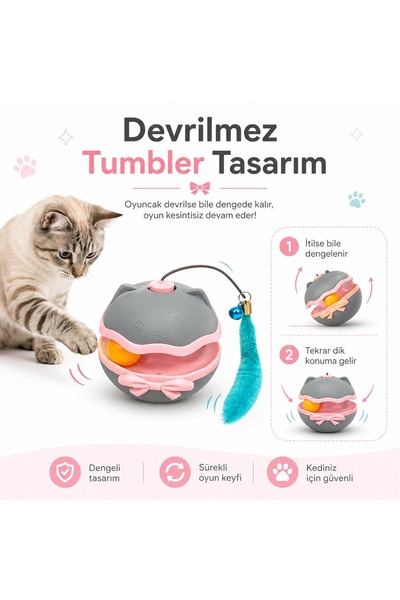 MadPet Evcil Hayvan Elektronik Hareketli Kuyruklu Dönebilen Toplu Tumbler Oyu...