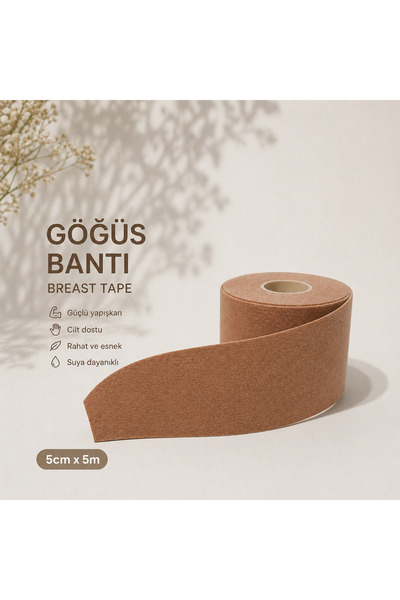 Kinlee 5 Metre Göğüs Bandı (Breast Tape) – Suya Dayanıklı, Esnek ve Güçlü Yap...