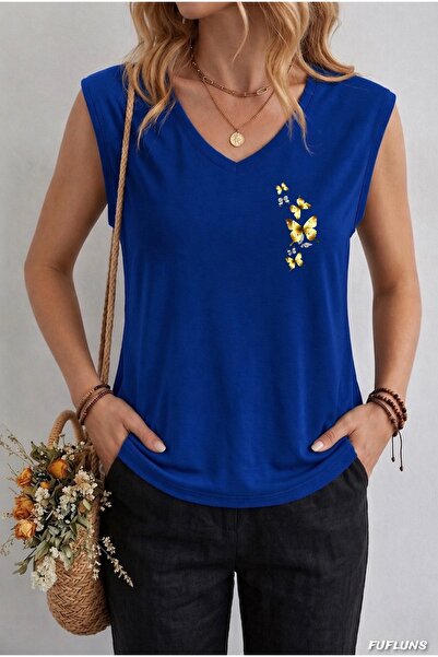 FUFLUNS ΓΥΝΑΙΚΕΙΟ ΑΜΑΝΙΚΟ ΜΠΛΟΥΖΑΚΙ OVERSIZE ΜΕ ΣΤΑΜΠΑ ΜΙΚΡΕΣ ΠΕΤΑΛΟΥΔΕΣ