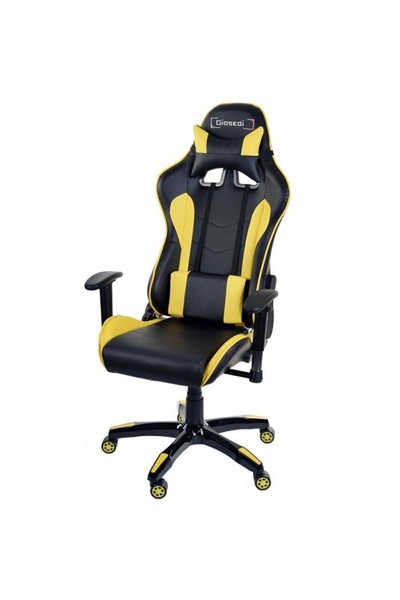 Mobplayers Gran-Giosedi Καρέκλα Gaming Μαύρο-Κίτρινο, Δερμάτινη, Ρυθμιζόμενα ...