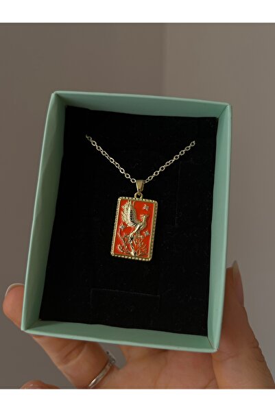 Rose and Light Phoenix Orange Plate Necklace