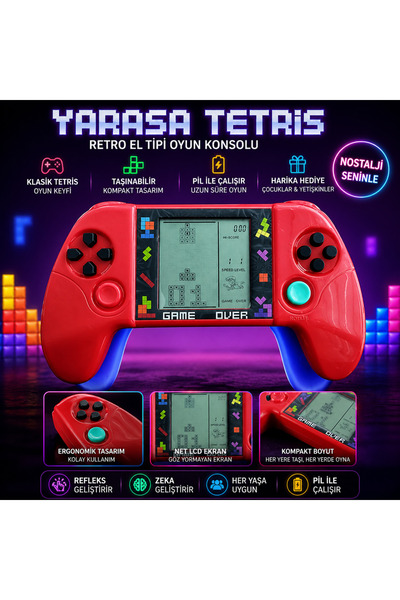 TRUST STORE Yarasa Tasarımlı Tetris Oyun Konsolu Retro El Tipi Mini Game Boy ...