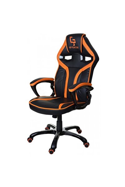 Mobplayers Gran-Racer Καρέκλα Gaming Μαύρο-Πορτοκαλί, Δερμάτινη