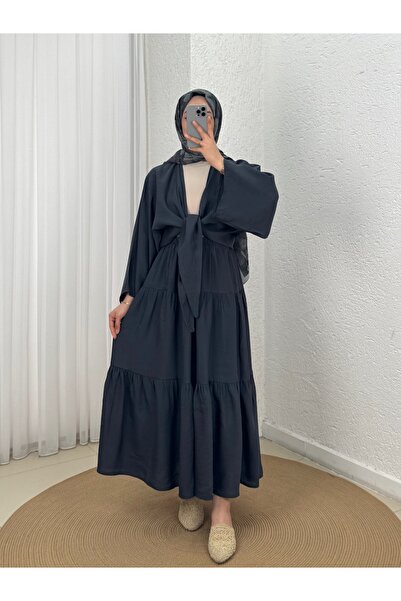 BENAHOLL Σετ φούστας Lunique με δέσιμο και στρώσεις - EK630 Ανθρακί