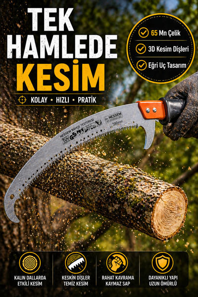 TOYFEST Kartal Saplı 380mm Eğri Uçlu Kamp Testeresi Budama Dal Kesme Testere ...
