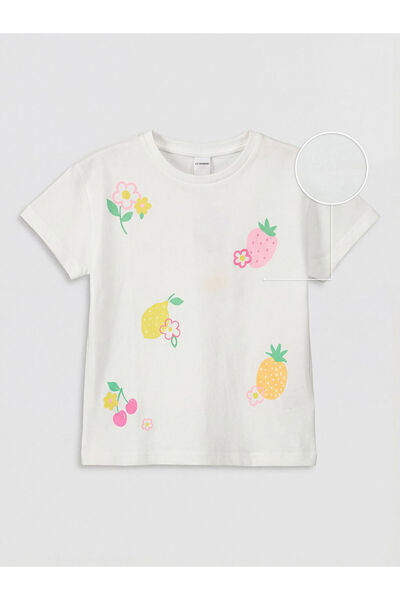 LC Waikiki Lcw Kidswhite Crew Neck Printed Girls' T-Shirt