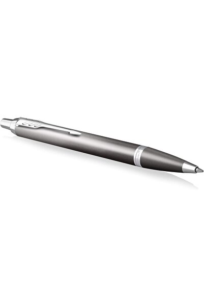 Parker قلم حبر جاف IM للكتابة بحواف كروم، رأس متوسط، حبر أزرق، مع علبة، لون ر...