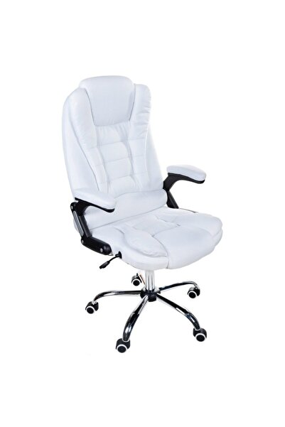 Mobplayers Καρέκλα Γραφείου Brandon-Tex Λευκή, Υφασμάτινη, με Λειτουργία  "Ch...