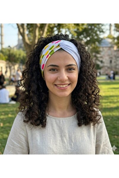 diclecollection Έτοιμη κορδέλα μαλλιών με κόμπους, μπαντάνα, λευκό και πολύχρ...