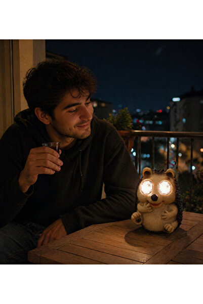 Cherry Solar-Powered Eyes with Leds and Winking Hedgehog Camping Garden Table Lamp