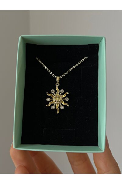 Rose and Light Medusa Güneş Model Gold Çelik Kolye