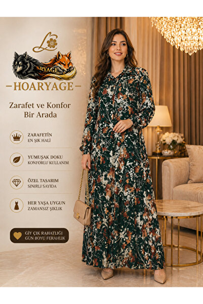 hoaryage 100% βαμβακερό βισκόζι με ζώνη στη μέση, γιακά, μακρυμάνικο, με κουμ...